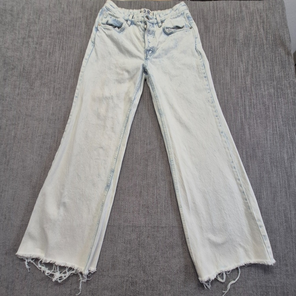 Free People We The Free women's 28 flare raw hem white wash denim blue jeans